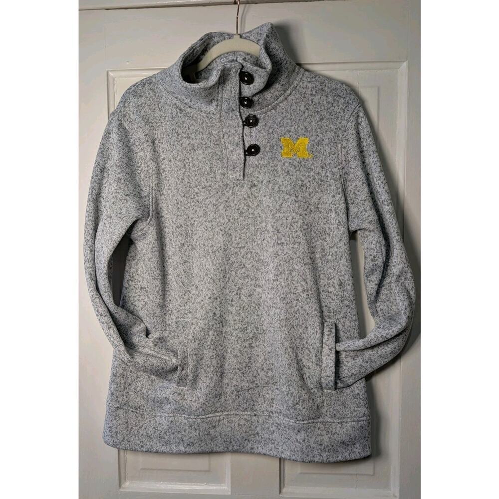 Champion Elite Grey Pullover Sweater Michigan Women's Logo Speckled Large (768)